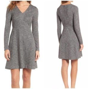 Madewell Bridgewalk V-Neck Dress Long Sleeve Charcoal Gray Size 0 EUC D1862